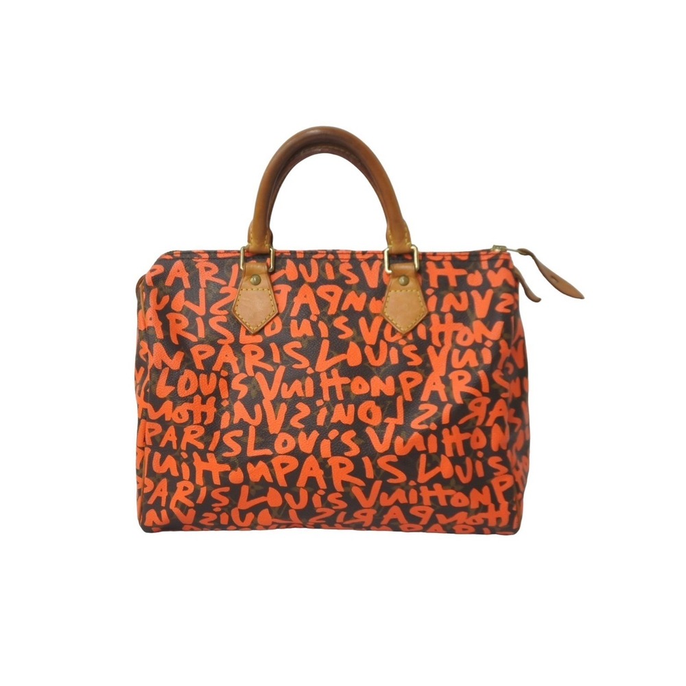 LOUIS VUITTON Speedy Handbag Monogram Graffiti Orange